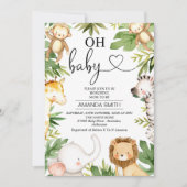 Safari Animals Greenerity Oh Baby Shower Einladung (Vorderseite)