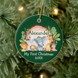 Safari Animals Greenery Baby Mein erstes Weihnacht Keramik Ornament