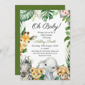 Safari Animals Greenery Baby Shower Einladung (Vorne/Hinten)