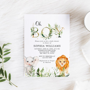 Safari Animals Greenery Baby Shower Einladung