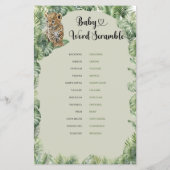 Safari Animals Greenery Baby Word Scramble-Spiel (Rückseite)