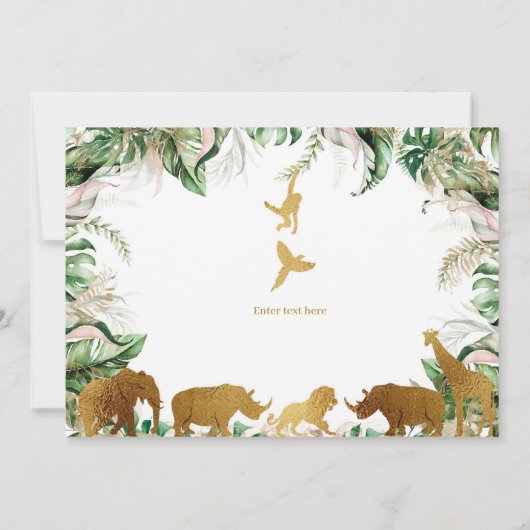 Safari Animals Joint Birthday, Jungle Animals Einladung (Rückseite)