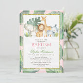 Safari Animals Jungle Animals Taufe Einladung (Stehend Vorderseite)