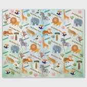 Safari animals jungle birthday watercolor custom geschenkpapier (Flach)