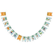 Safari animals jungle kids birthday watercolor  wimpelkette (Alle)