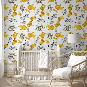 Safari Animals Jungle Niedlich Baby Tapete