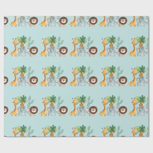 Safari Animals jungle Tropical Geschenkpapier (Flach)