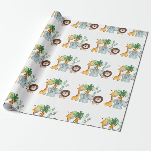 Safari Animals jungle Tropical Geschenkpapier (Ungerollt)
