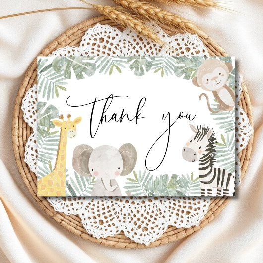 Safari Animals Jungle Wild One Baby Shower Dankeskarte
