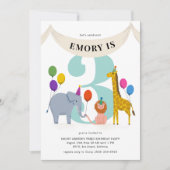 Safari Animals Kids Birthday Party Einladung (Vorderseite)