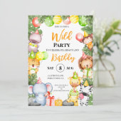 Safari Animals Kids Party Einladung (Stehend Vorderseite)