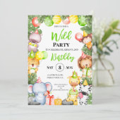 Safari Animals Kids Party Einladung (Stehend Vorderseite)