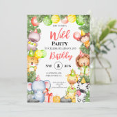 Safari Animals Kids Party Einladung (Stehend Vorderseite)