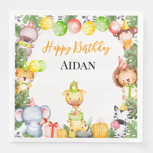 Safari Animals Kids Party Serviette (Vorderseite)