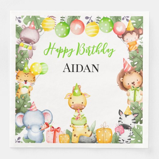 Safari Animals Kids Party Serviette (Vorderseite)