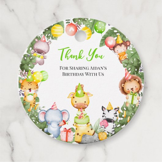 Safari Animals Kids Party Vielen Dank Geschenkanhänger (Vorderseite)