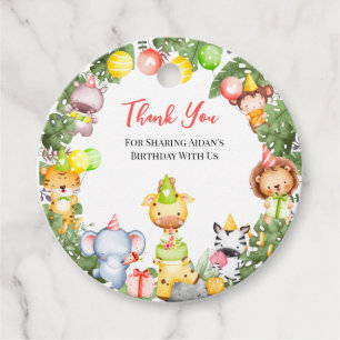 Safari Animals Kids Party Vielen Dank Geschenkanhänger