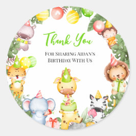 Safari Animals Kids Party Vielen Dank Runder Aufkleber