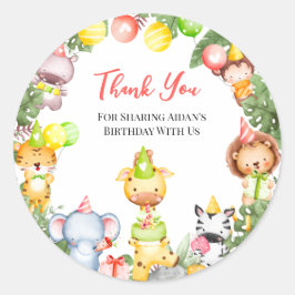 Safari Animals Kids Party Vielen Dank Runder Aufkleber