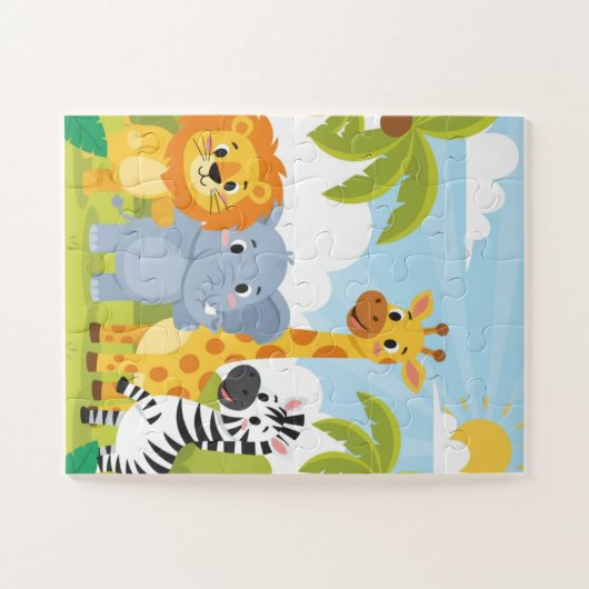 Safari Animals Kids Puzzle | Cute Lion Elephant Gi (Horizontal)