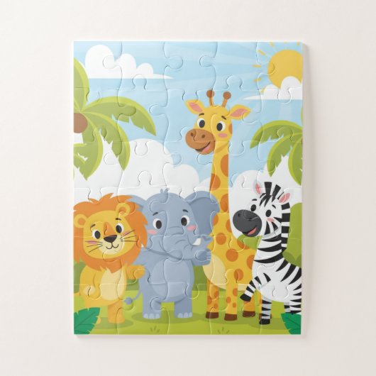 Safari Animals Kids Puzzle | Cute Lion Elephant Gi (Vertikal)