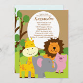 Safari Animals Kinderdusche Einladung (Vorne/Hinten)