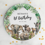 Safari Animals Kindergeburtstag Party Pappteller<br><div class="desc">Diese Teller aus dem Dschungel mit edlen Löwen,  anmutigen Giraffen,  unheilvollen Affen und vielen anderen exotischen Tieren,  die das Dekor des Safari-Party ergänzen.</div>