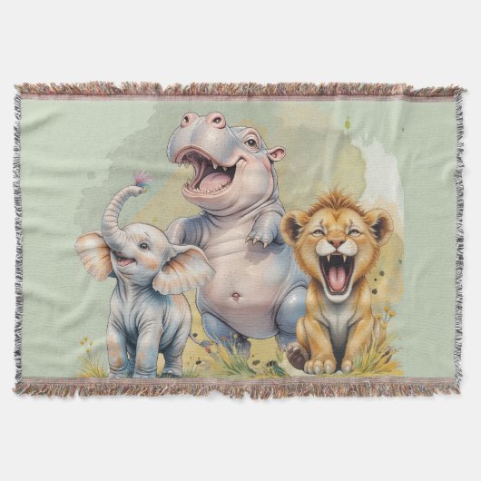 Safari Animals Lion Hippo Elephant Decke (Vorderseite)