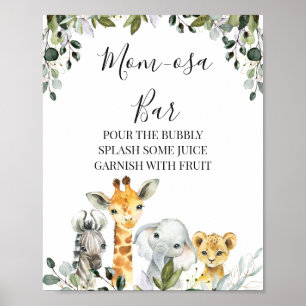 Safari Animals Lion Mama-osa Bar Baby Duschzeichen Poster