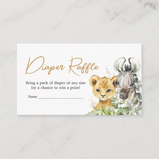 Safari Animals Little Wild One Baby Diaper Raffle Begleitkarte (Vorderseite)