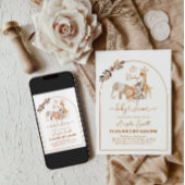 Safari Animals Minimalistisch Simple Baby Dusche Einladung