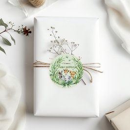 Safari Animals Mint Green Bow Baby Dusche Runder Aufkleber