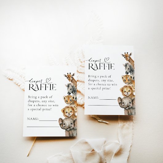Safari Animals Moderne Baby Dusche Windeln Begleitkarte