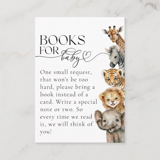 Safari Animals Moderne Babydusche Begleitkarte (Vorderseite)