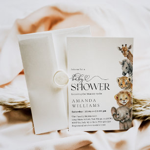 Safari Animals Moderne Babydusche Einladung