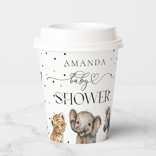 Safari Animals Moderne Babydusche Pappbecher (Rückseite)