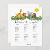 Safari Animals Mummy's Purse Baby Shower Game (Vorne/Hinten)