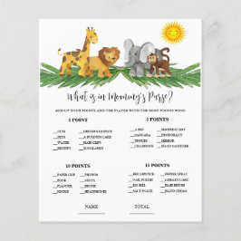 Safari Animals Mummy's Purse Baby Shower Game