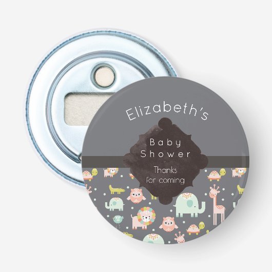 Safari Animals Muster Kinderzimmer Art Baby Dusche Flaschenöffner (Vorderseite)