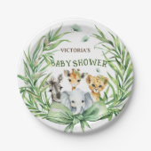 Safari Animals Niedlich Bow Baby Dusche Pappteller (Vorderseite)