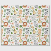 Safari Animals - Niedliche Safaritiere Geschenkpapier (Flach)