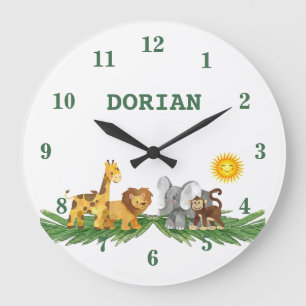 Safari Animals Nursery Wall Clock Große Wanduhr