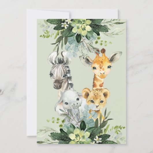 Safari Animals Oh Baby Greenery Jungle Baby Dusche Einladung (Rückseite)