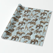 Safari Animals on Light Blue Geschenkpapier (Ungerollt)