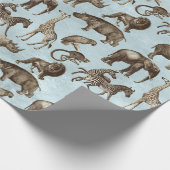 Safari Animals on Light Blue Geschenkpapier (Ecke)