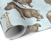 Safari Animals on Light Blue Geschenkpapier (Rolleneckpunkt)