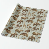 Safari Animals on Light Green Geschenkpapier (Ungerollt)