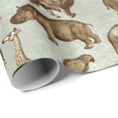 Safari Animals on Light Green Geschenkpapier (Rolleneckpunkt)