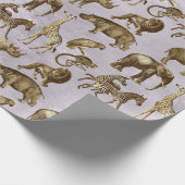 Safari Animals on Light Lila Geschenkpapier (Ecke)
