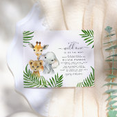 Safari Animals & Palm Blätter Wild One Baby Shower Einladungspostkarte